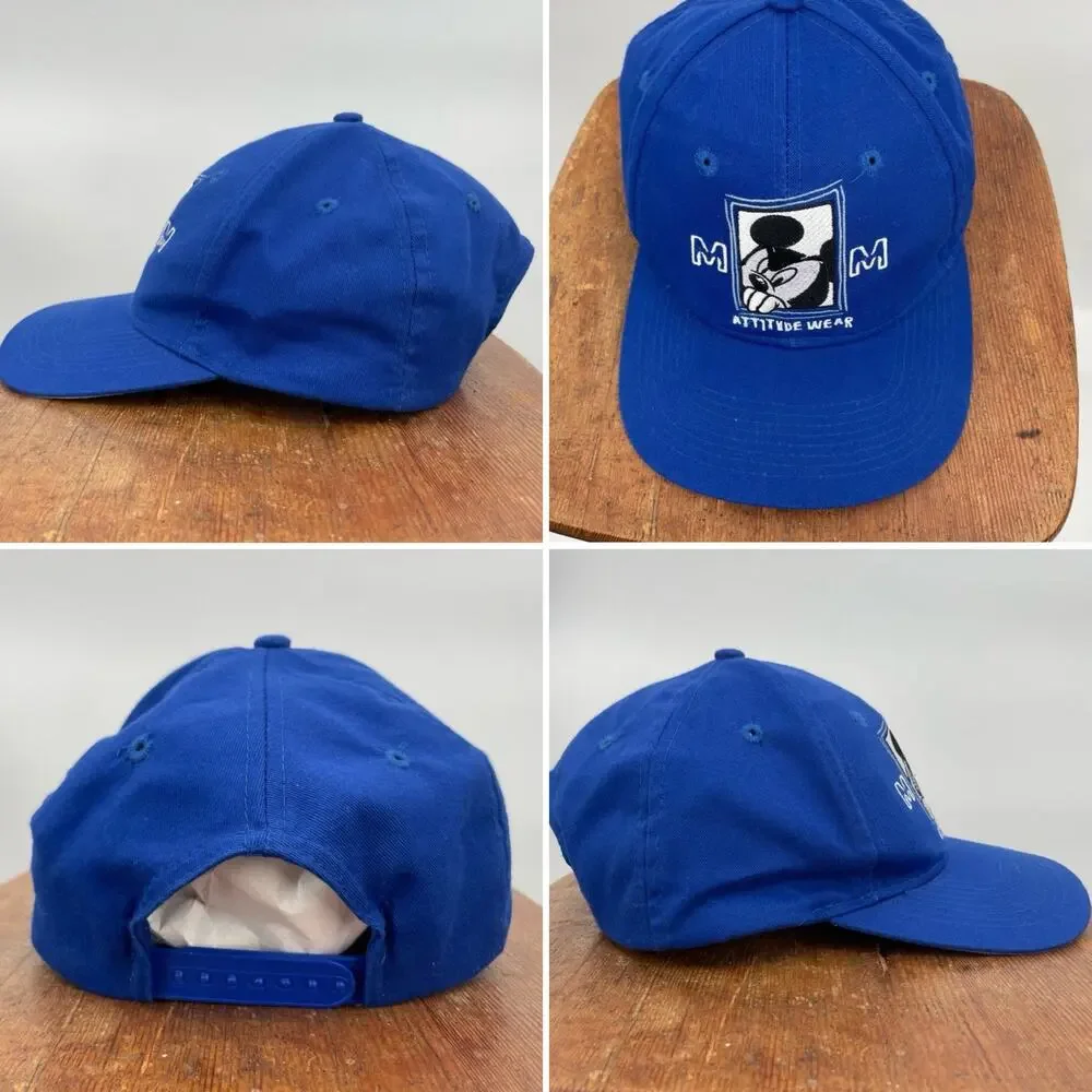 Disney Mickey Mouse Baseball Caps Attitude Edgy Mohawk Punk Blue Black Youth Fit